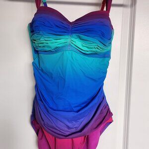 Beautiful Ombre (Blue/Green/Purple) One Piece Swimsuit